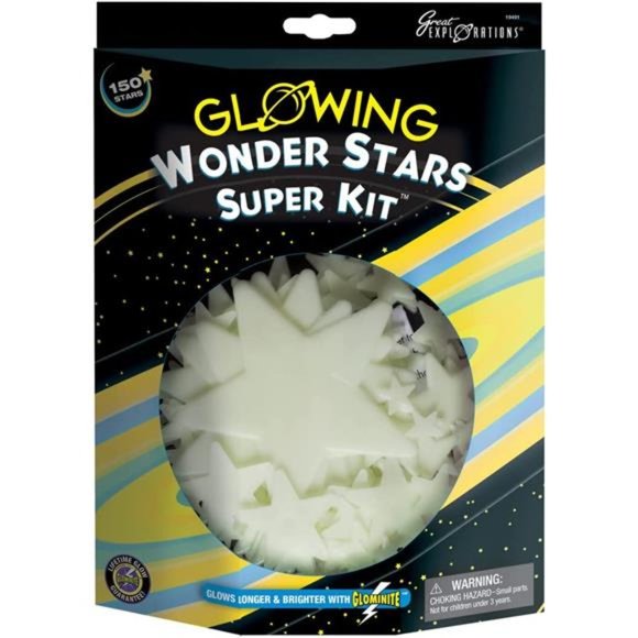 WonderStars Super Kit Glow In The Dark Ceiling Stars 150Piece In 4Sizes Reusable - Picture 1 of 2